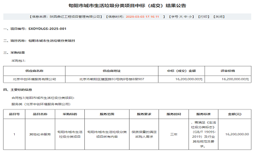 乐鱼网页版登录入口
子公司北京乐鱼网页版登录入口
项目中标喜报——旬阳垃圾分类项目